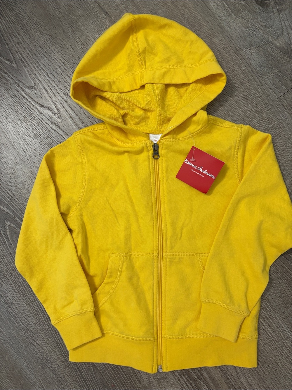 Hanna Andersson Sz 5 Bright Yellow Zip-Up Hoodie Sweatshirt Kids NWT Cotton